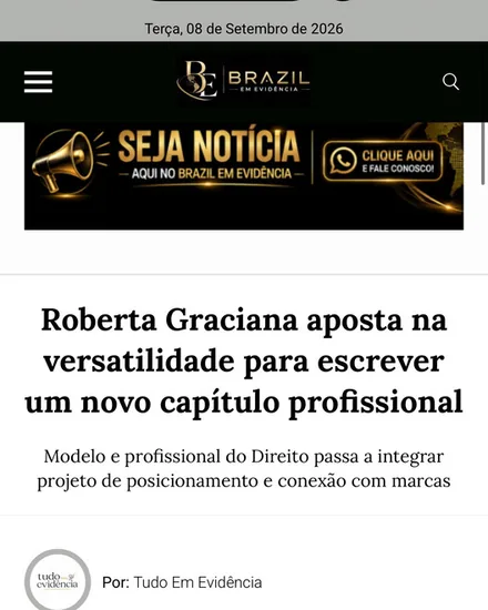 Matéria no Brazil em Evidência: Roberta Graciana aposta na versatilidade para escrever um novo capítulo profissional